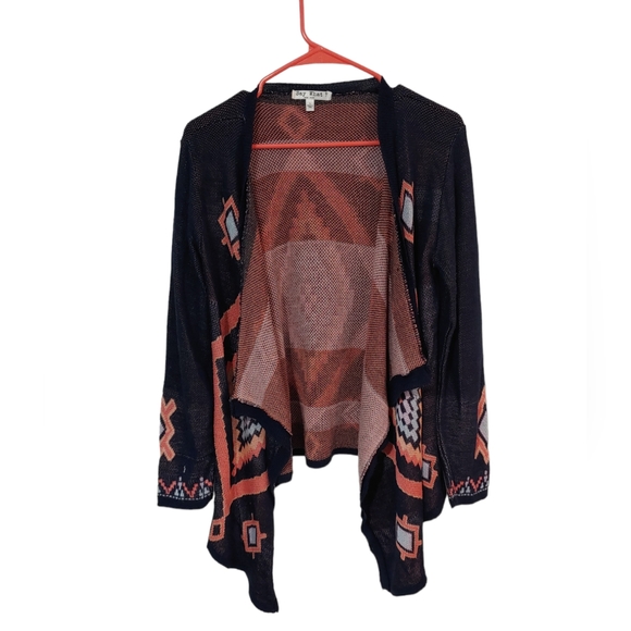 Say What? Sweaters - SAY WHAT? Cardigan Navy Pink Coral Aztec Design Women's Sweater Size Large